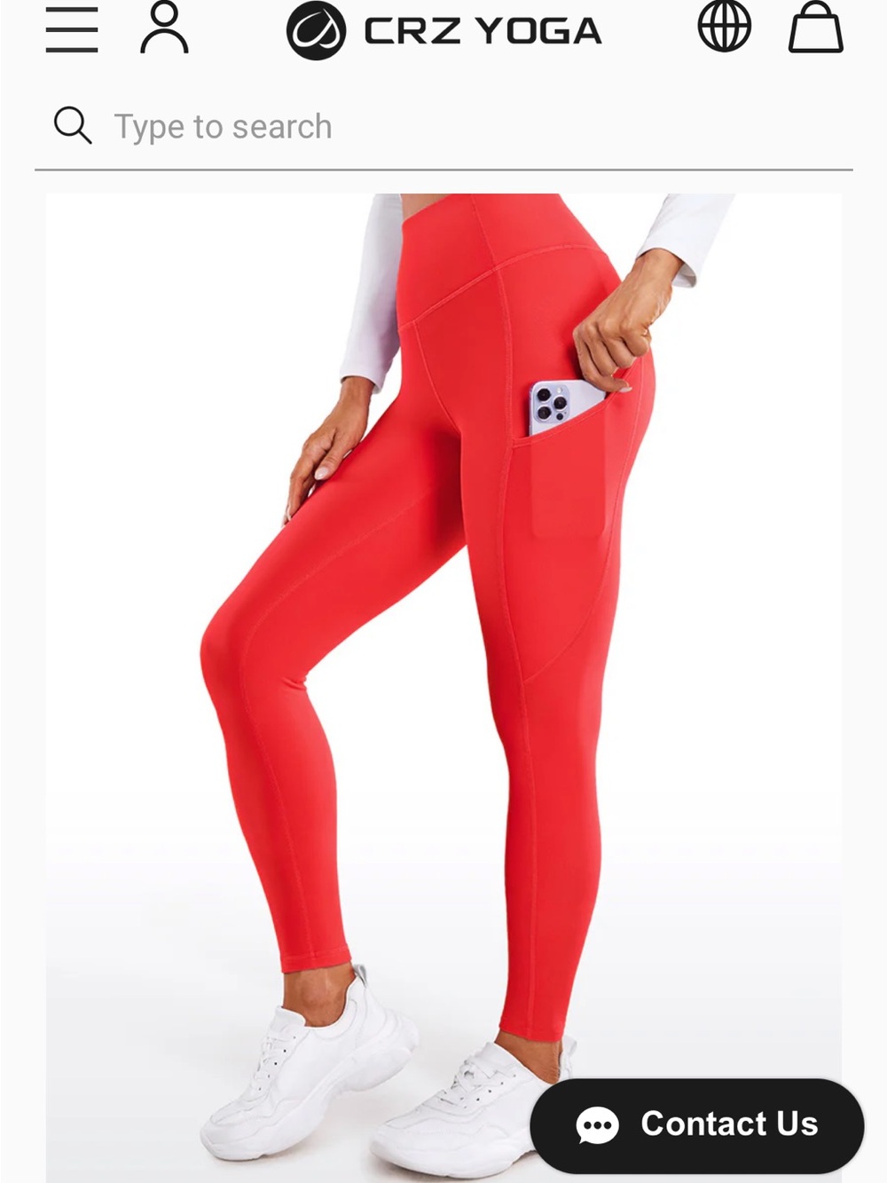 CRZ YOGA High-Waist Pocket Leggings in Red